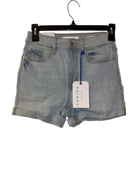 eunina Light Wash Denim Roll-Hem Shorts